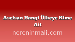 Aselsan Hangi Ülkeye Kime Ait