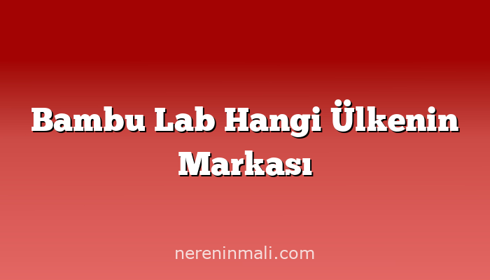 Bambu Lab Hangi Ülkenin Markası