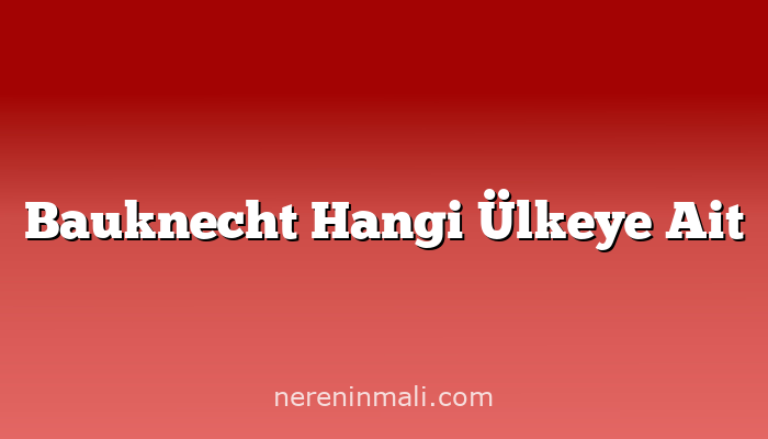 Bauknecht Hangi Ülkeye Ait