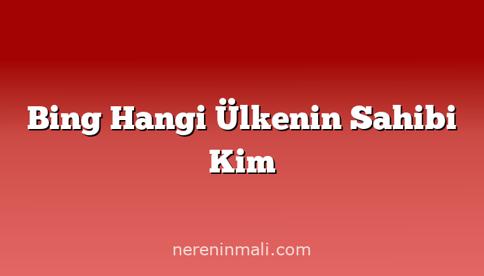 Bing Hangi Ülkenin Sahibi Kim