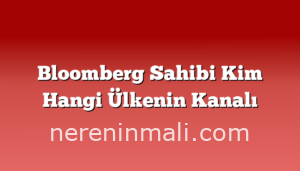 Bloomberg Sahibi Kim Hangi Ülkenin Kanalı