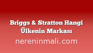 Briggs & Stratton Hangi Ülkenin Markası