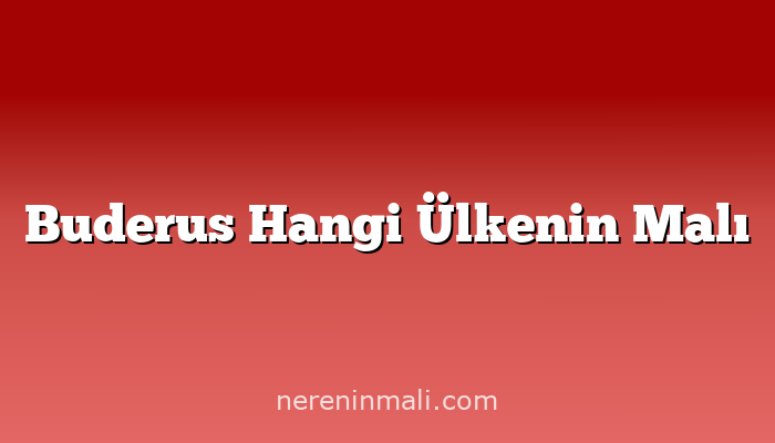 Buderus Hangi Ülkenin Malı