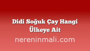 Didi Soğuk Çay Hangi Ülkeye Ait