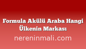 Formula Akülü Araba Hangi Ülkenin Markası