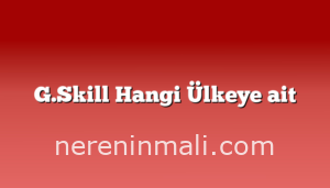 G.Skill Hangi Ülkeye ait