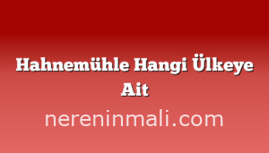 Hahnemühle Hangi Ülkeye Ait