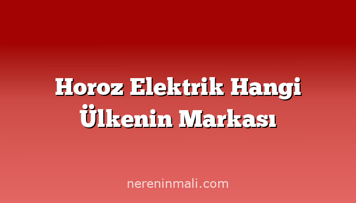 Horoz Elektrik Hangi Ülkenin Markası