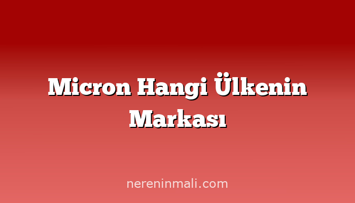 Micron Hangi Ülkenin Markası
