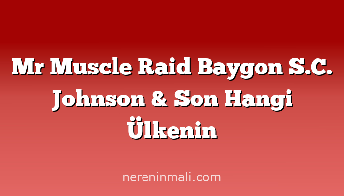 Mr Muscle Raid Baygon S.C. Johnson & Son Hangi Ülkenin