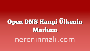 Open DNS Hangi Ülkenin Markası