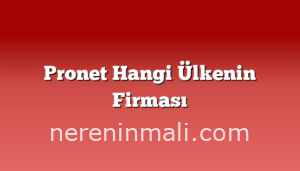 Pronet Hangi Ülkenin Firması