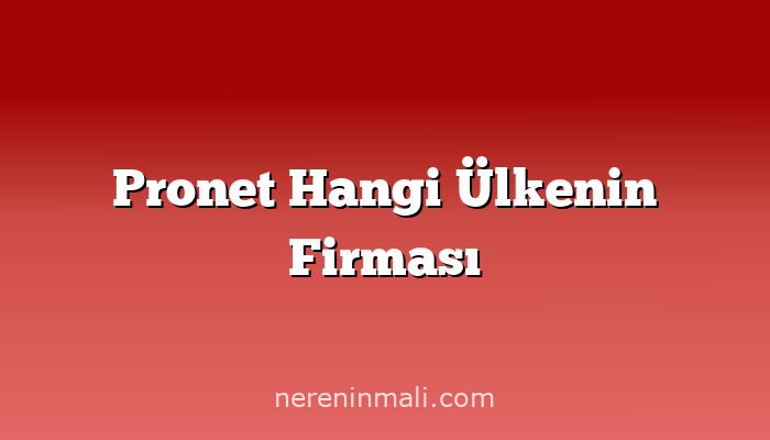 Pronet Hangi Ülkenin Firması