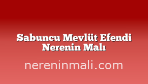 Sabuncu Mevlüt Efendi Nerenin Malı