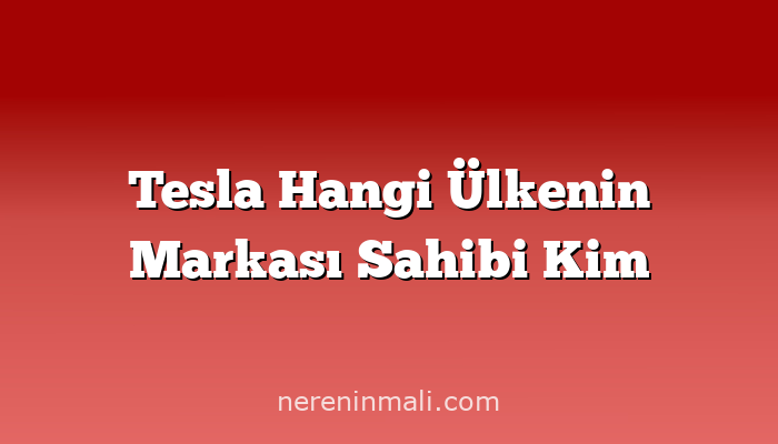 Tesla Hangi Ülkenin Markası Sahibi Kim