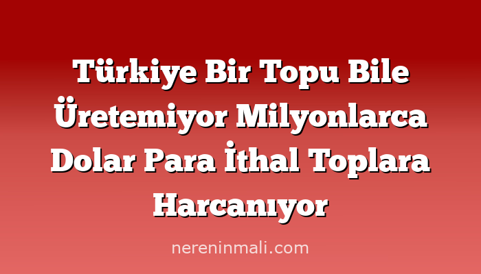 Türkiye Bir Topu Bile Üretemiyor Milyonlarca Dolar Para İthal Toplara Harcanıyor