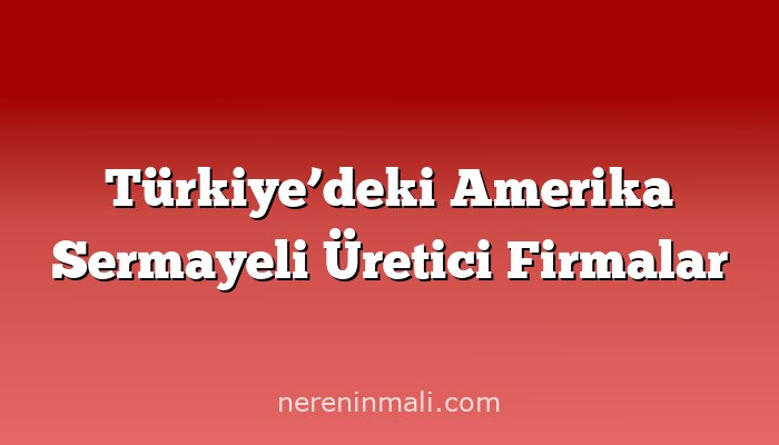 Türkiye’deki Amerika Sermayeli Üretici Firmalar