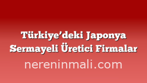 Türkiye’deki Japonya Sermayeli Üretici Firmalar