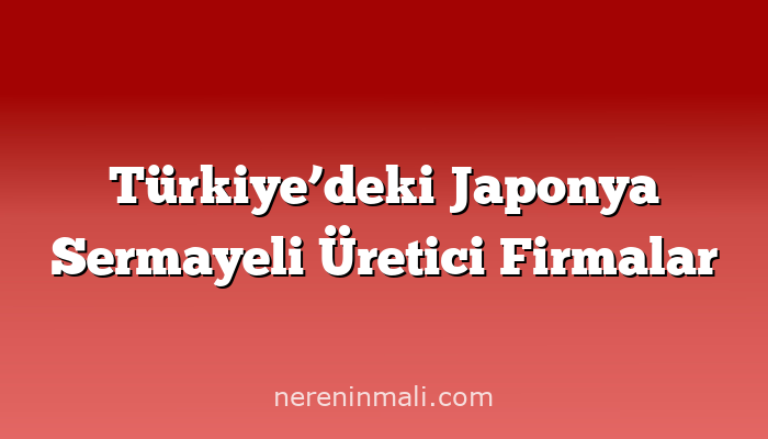 Türkiye’deki Japonya Sermayeli Üretici Firmalar