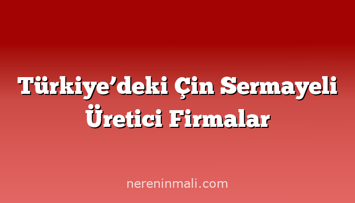 Türkiye’deki Çin Sermayeli Üretici Firmalar