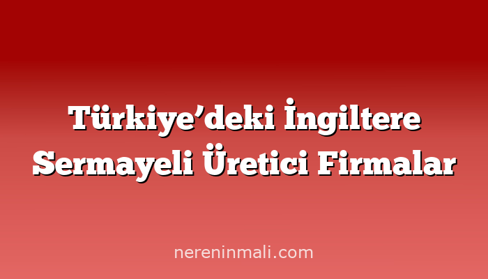 Türkiye’deki İngiltere Sermayeli Üretici Firmalar