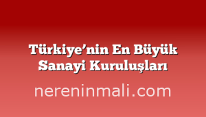 Türkiye’nin En Büyük Sanayi Kuruluşları