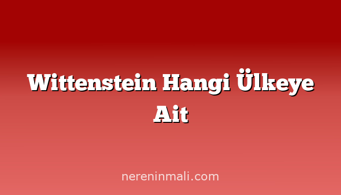 Wittenstein Hangi Ülkeye Ait