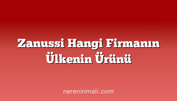 Zanussi Hangi Firmanın Ülkenin Ürünü