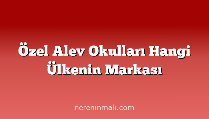 Özel Alev Okulları Hangi Ülkenin Markası
