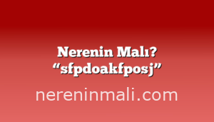 Nerenin Malı? “sfpdoakfposj”