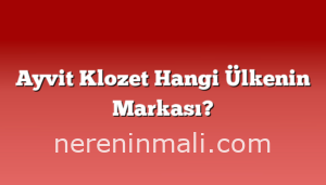 Ayvit Klozet Hangi Ülkenin Markası?