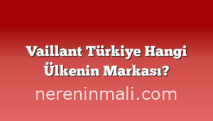 Vaillant Türkiye Hangi Ülkenin Markası?