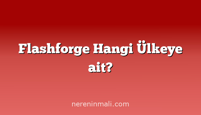 Flashforge Hangi Ülkeye ait?