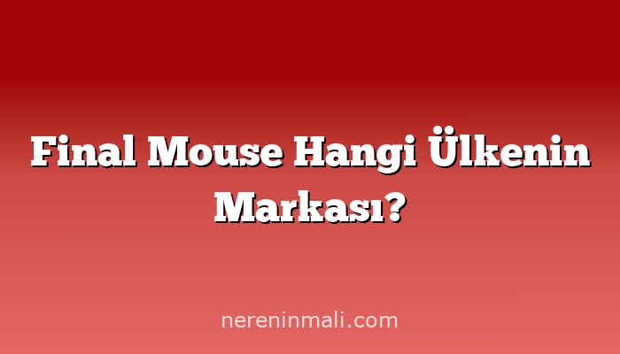 Final Mouse Hangi Ülkenin Markası?