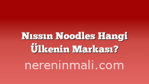 Nıssın Noodles Hangi Ülkenin Markası?