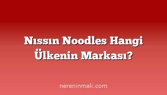 Nıssın Noodles Hangi Ülkenin Markası?