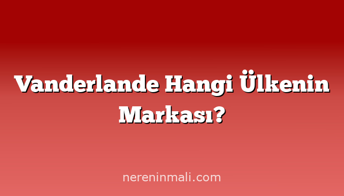 Vanderlande Hangi Ülkenin Markası?