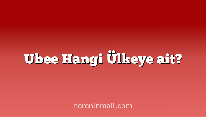 Ubee Hangi Ülkeye ait?