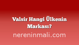 Valsir Hangi Ülkenin Markası?