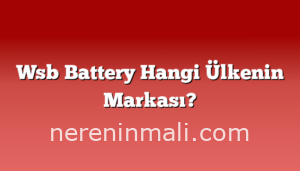 Wsb Battery Hangi Ülkenin Markası?