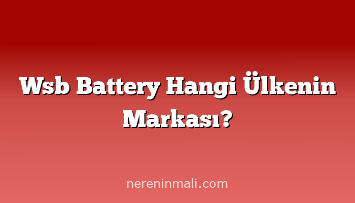 Wsb Battery Hangi Ülkenin Markası?